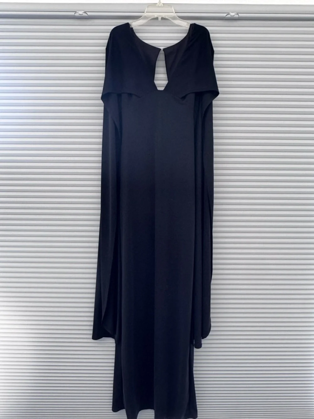 ABS Collection by Allen Schwartz Cape Black Jersey Gown Maxi Dress Size 6 - Picture 3 of 12